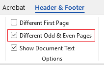 Different odd and even pages on ribbon in Word